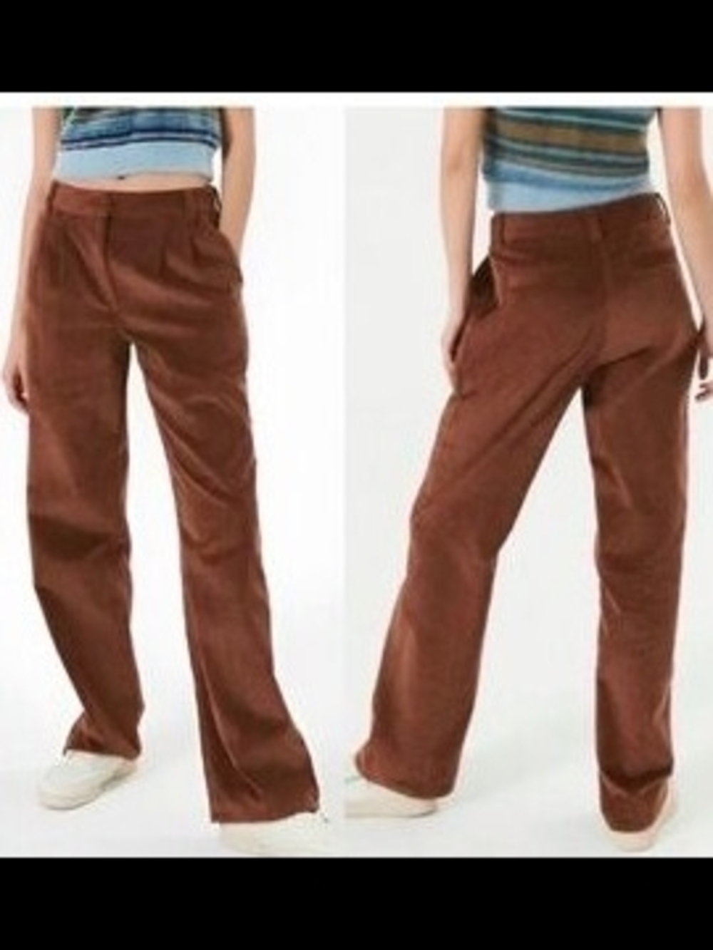 Sunday Best Cocoa Brown Straight-Leg Relaxed Fit Corduroy Pants Misses Size 8
